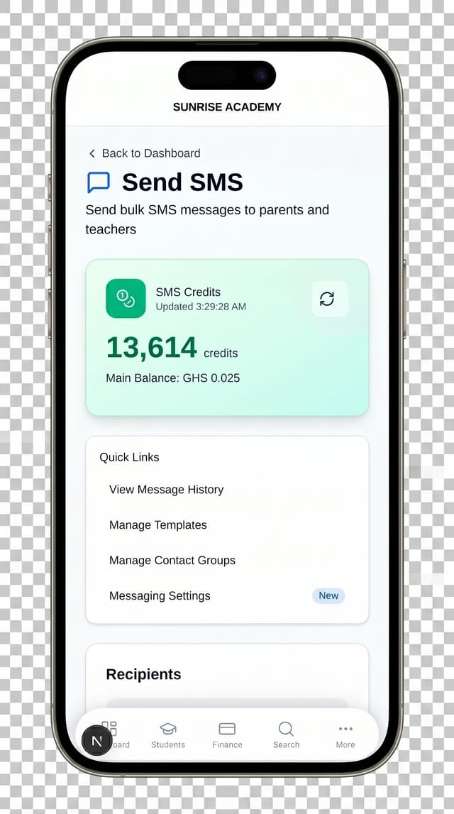Bulk SMS to all parents on iPhone