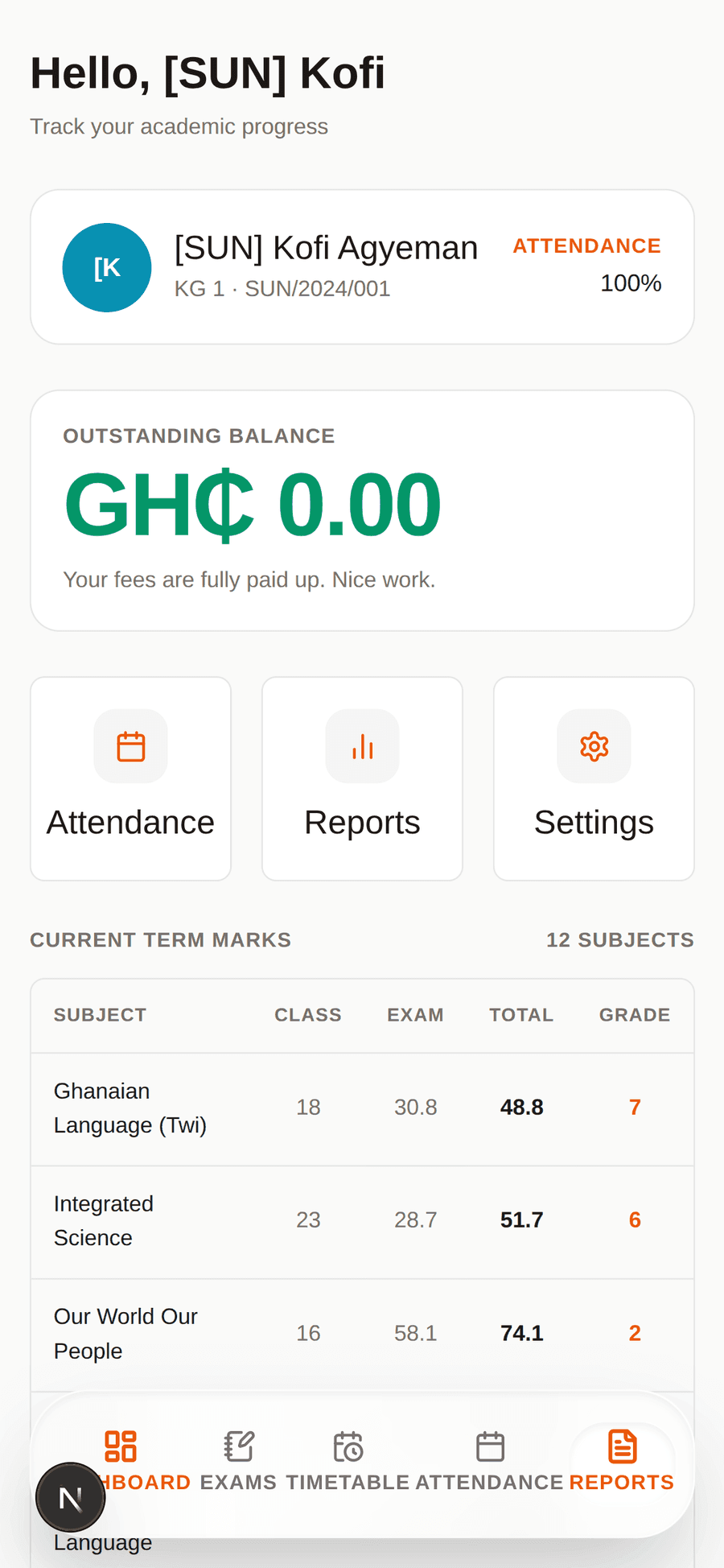 Student Portal preview