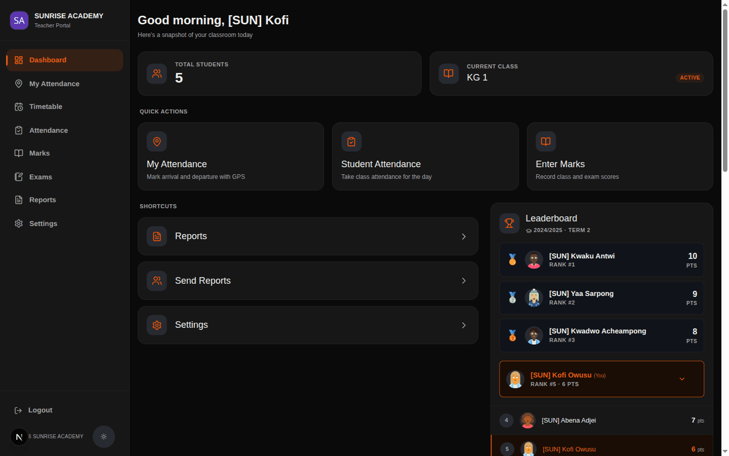Teacher Portal preview